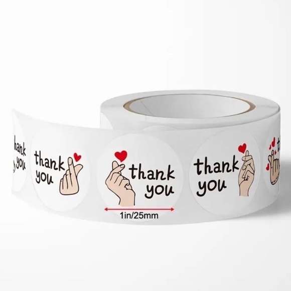 (39) Roll of 500 Heart “Thank You” Stickers, Business or Personal - Picture 2 of 6